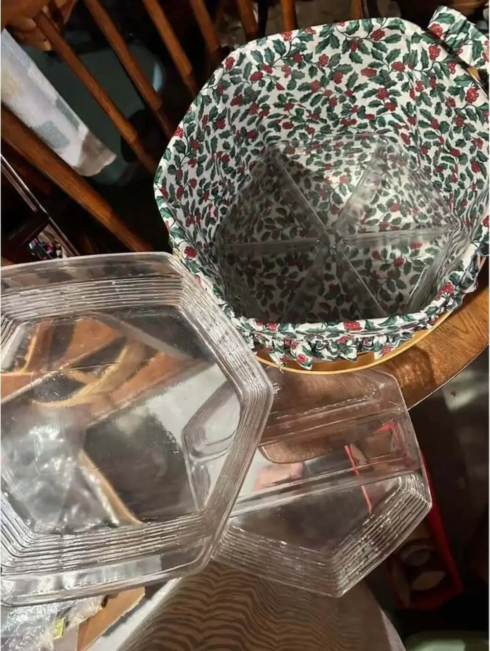 Longaberger Holiday hostess Snowflake basket with holly liner 3 part protector